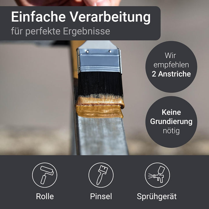 WO-WE Metallschutzlack 4in1 Metalllack Metallfarbe Metallschutzfarbe MATT W909 Silbergrau - 2.5L Sil