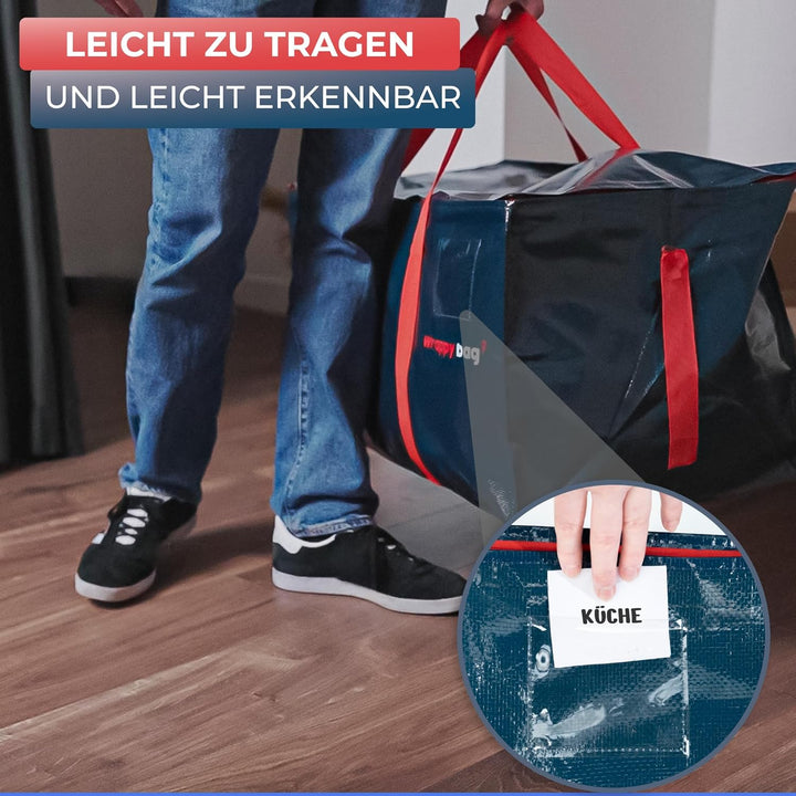 WRAPPYBAG im 8er Pack Grosse Kunststoff-Aufbewahrungstaschen – XXL-Taschen für Umzug & Reise – Stabi