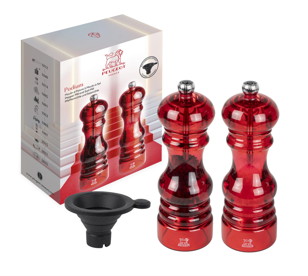 PEUGEOT - Set Nancy Pfeffermühle + Salzmühle 18 cm - Silikontrichter, 1 Packung mit Trockensalz & 1