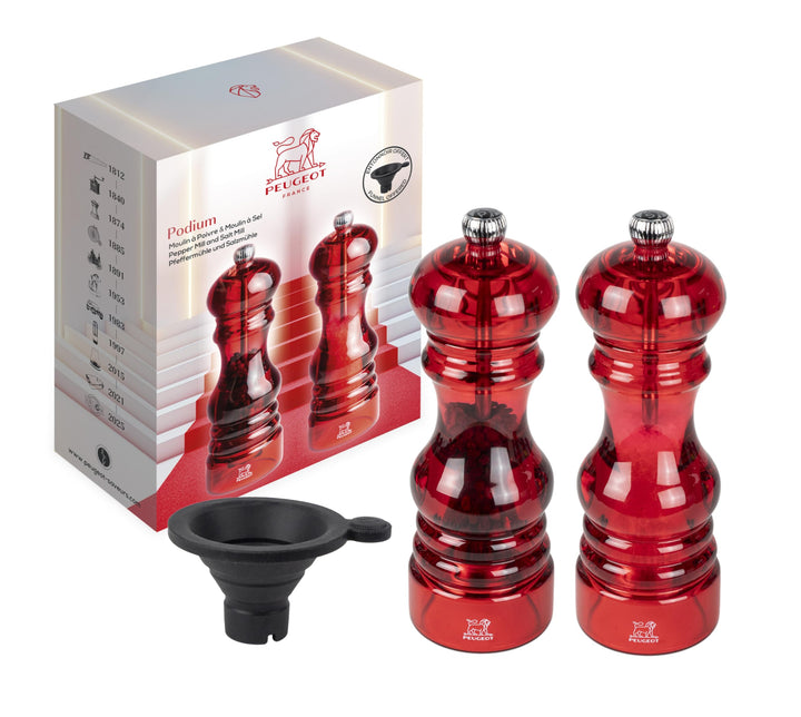 PEUGEOT - Set Nancy Pfeffermühle + Salzmühle 18 cm - Silikontrichter, 1 Packung mit Trockensalz & 1