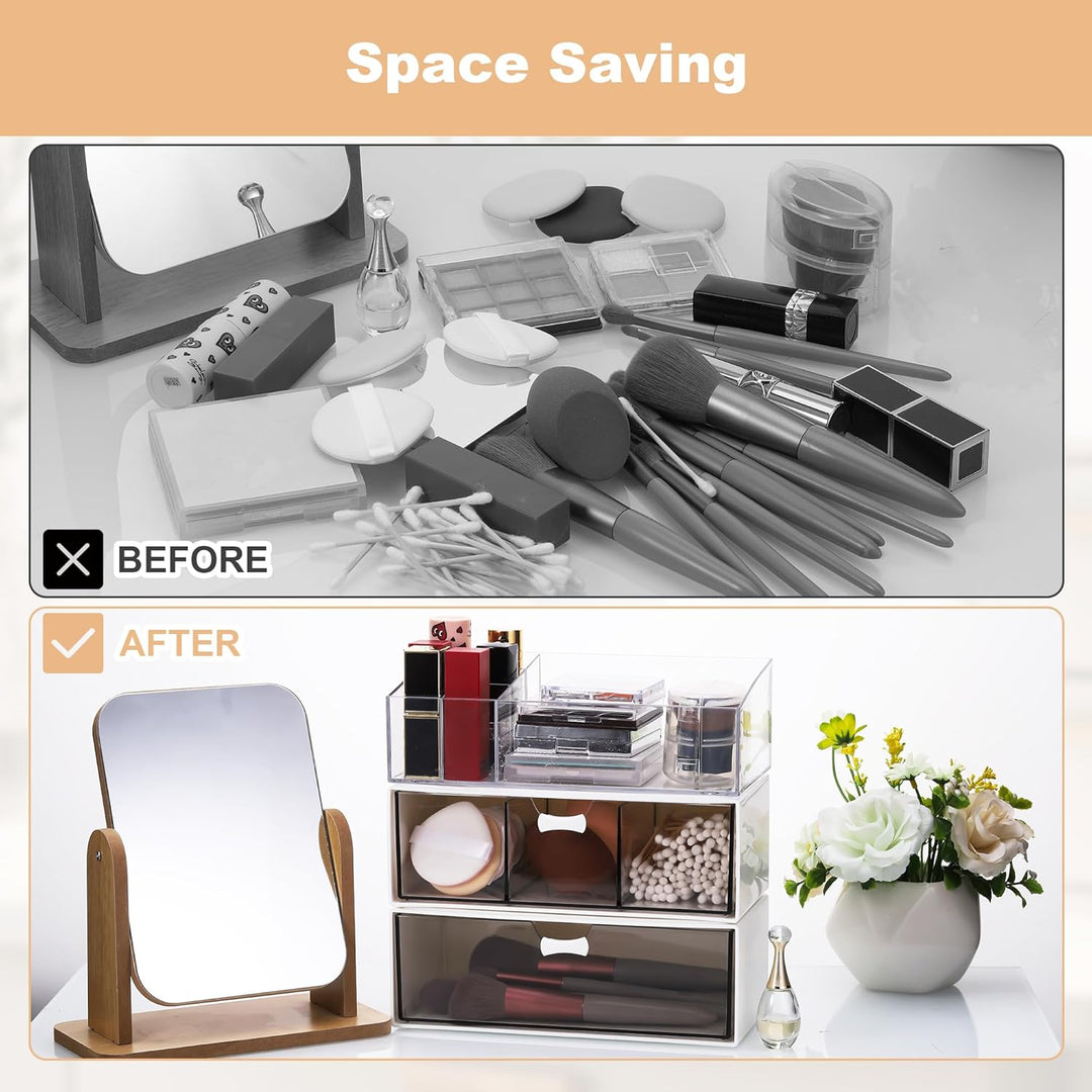 3 Stück Acryl Badezimmer Organizer, Kosmetik Organizer Set, Transparent Bad Schubladen Organizer, Sc