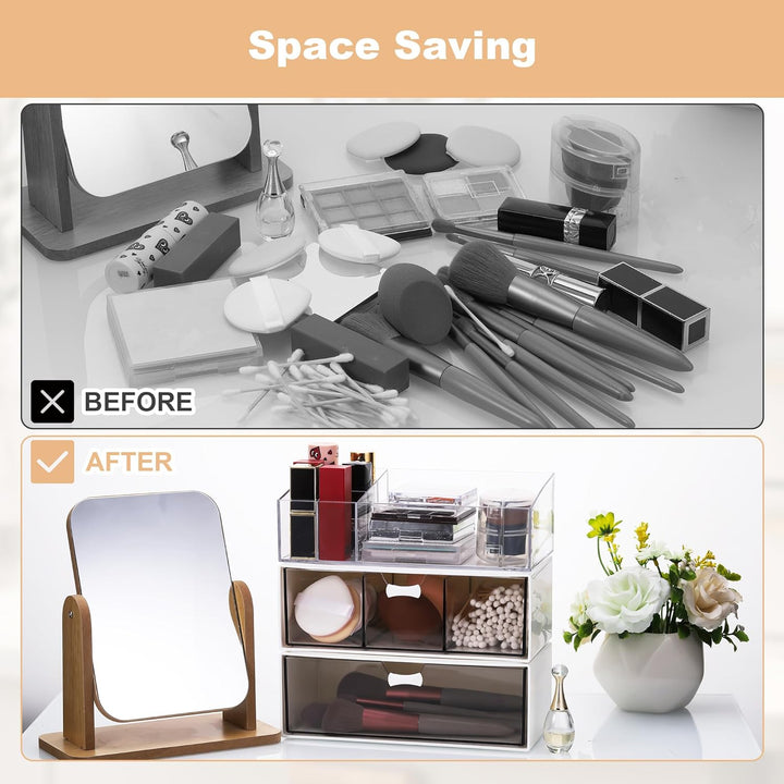 3 Stück Acryl Badezimmer Organizer, Kosmetik Organizer Set, Transparent Bad Schubladen Organizer, Sc