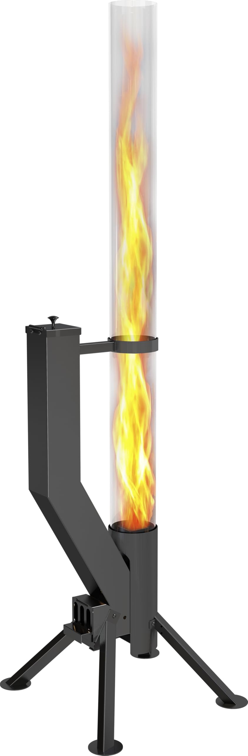 Feuerrohr Premium – Grosse Edelstahl Pelletfackel mit Flamme bis 1,5m & Reinigungsbürste incl., Feue