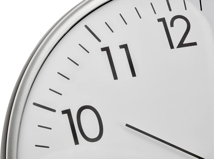 TFA Dostmann Analoge Wanduhr Funk, hohe Genauigkeit, Funkuhr, weiss/Silber, 60.3514, für Küche,Wohnz
