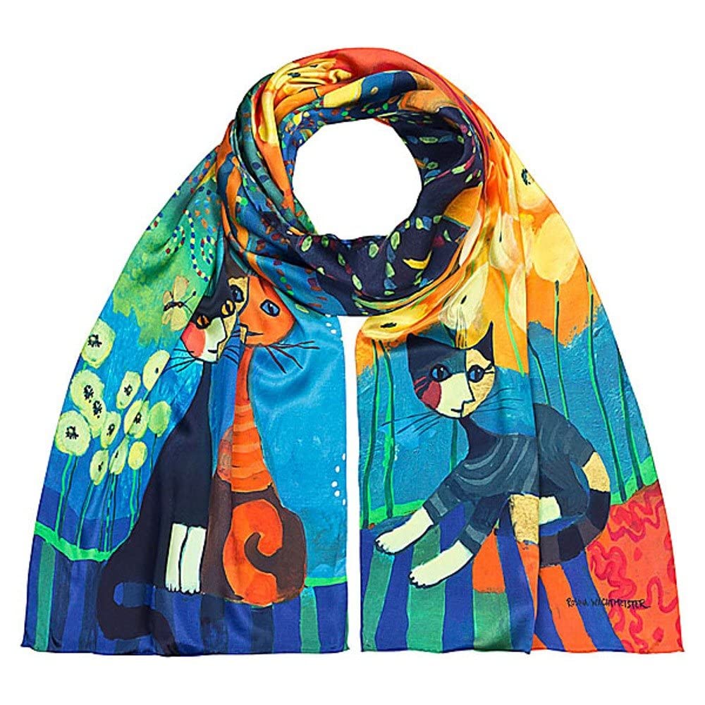 VON LILIENFELD Schal Damen 100% Seide Rosina Wachtmeister: Dolce Vita Katzen Kunst Motiv Halstuch 17