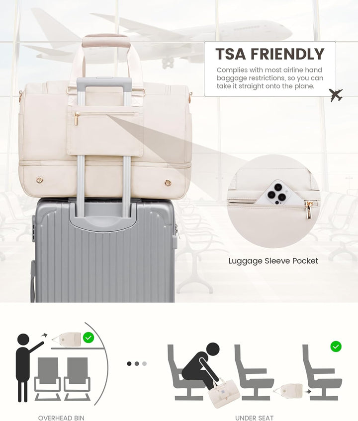 LOVEVOOK Sporttasche Reisetasche Gross, 50L Weekender Travel Duffle Bag mit Kulturtasche, Schuhfach