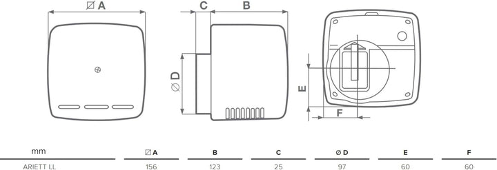 Vortice 11966 Ariett LL T Luftreiniger, 18 W, 230 V, Weiss, 156 x 97 mm