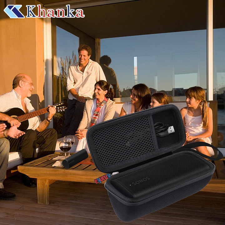 Khanka Hart Tasche für Sonos Roam 2/Roam/Roam SL WLAN WiFi Bluetooth Speaker Lautsprecher, Nut Tasch