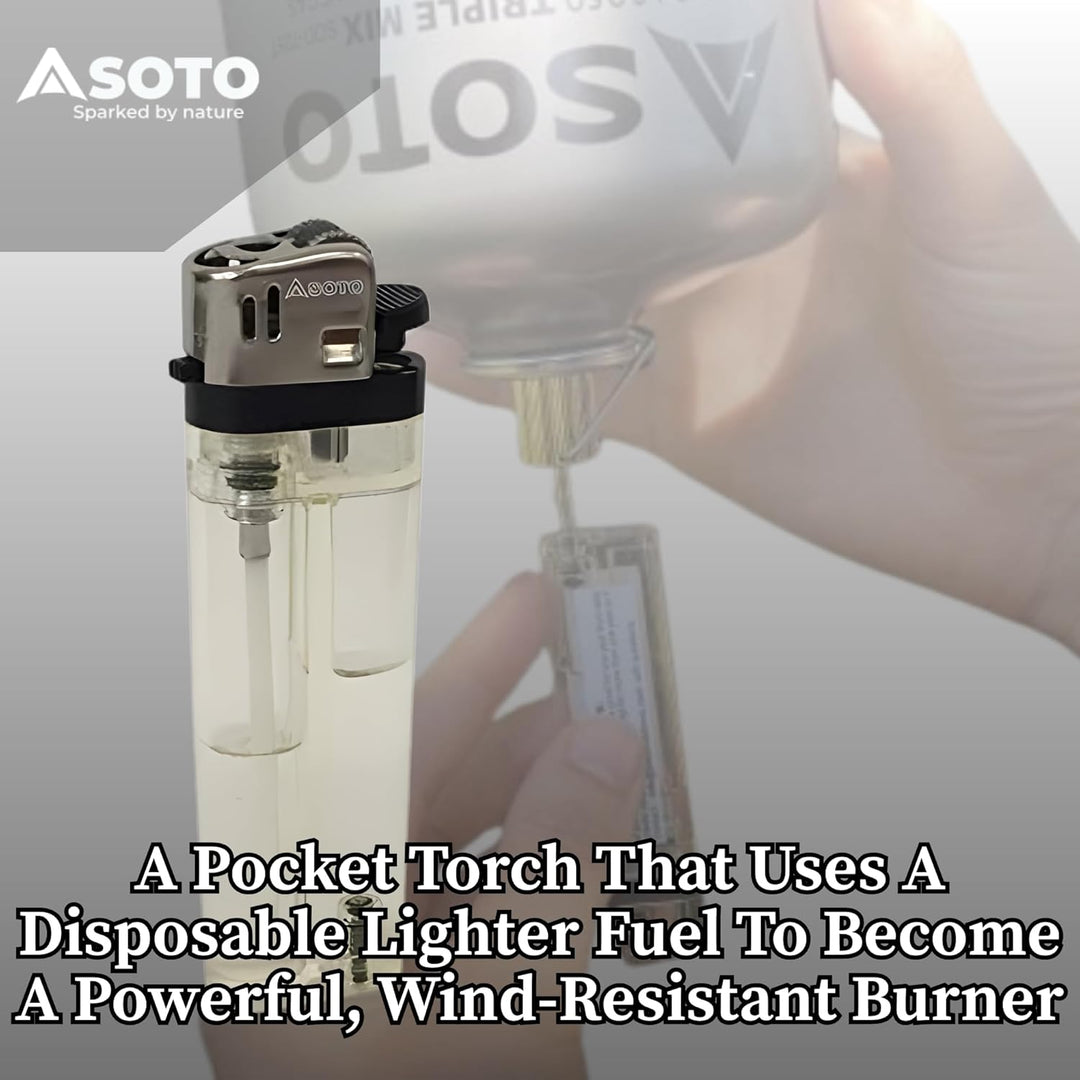 SOTO Pocket Torch with Lighter Schwarz - Leistungsstarker cleverer Feuerzeug Brenner, Grösse One Siz