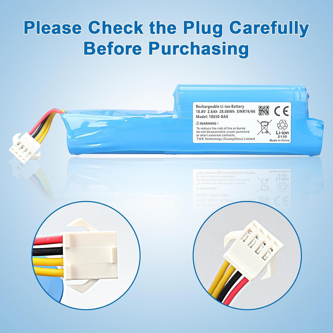 MXJFYY 10,8 V 2600 mAh 28,08 Wh Li-Ionen-Staubsauger-Ersatzakku, kompatibel mit Vileda VR 102, VR On