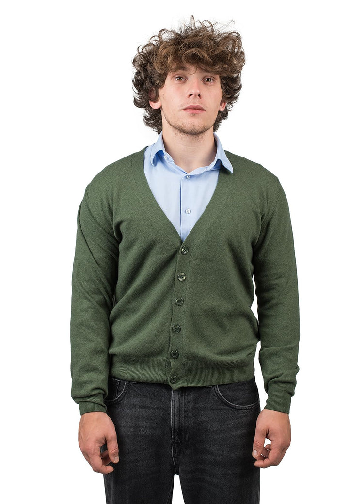 Dalle Piane Cashmere - Strickjacke aus gemischtem Kaschmir, Made in Italy - Herren L Khaki, L Khaki