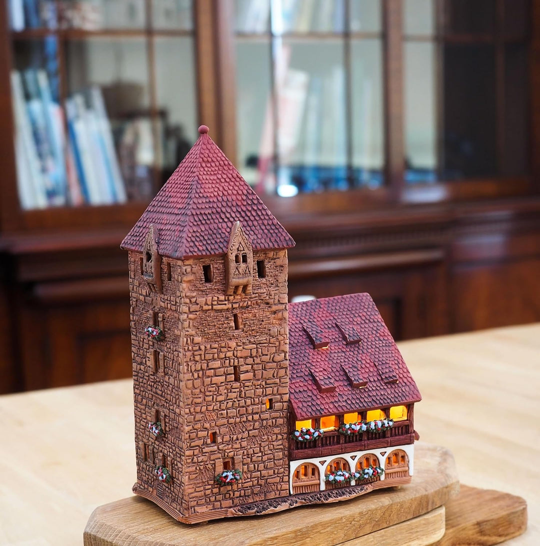 Midene Keramik Aroma Lichthaus, Handarbeit, Künstlerische Miniature, Historisches Altes Turm in Münc