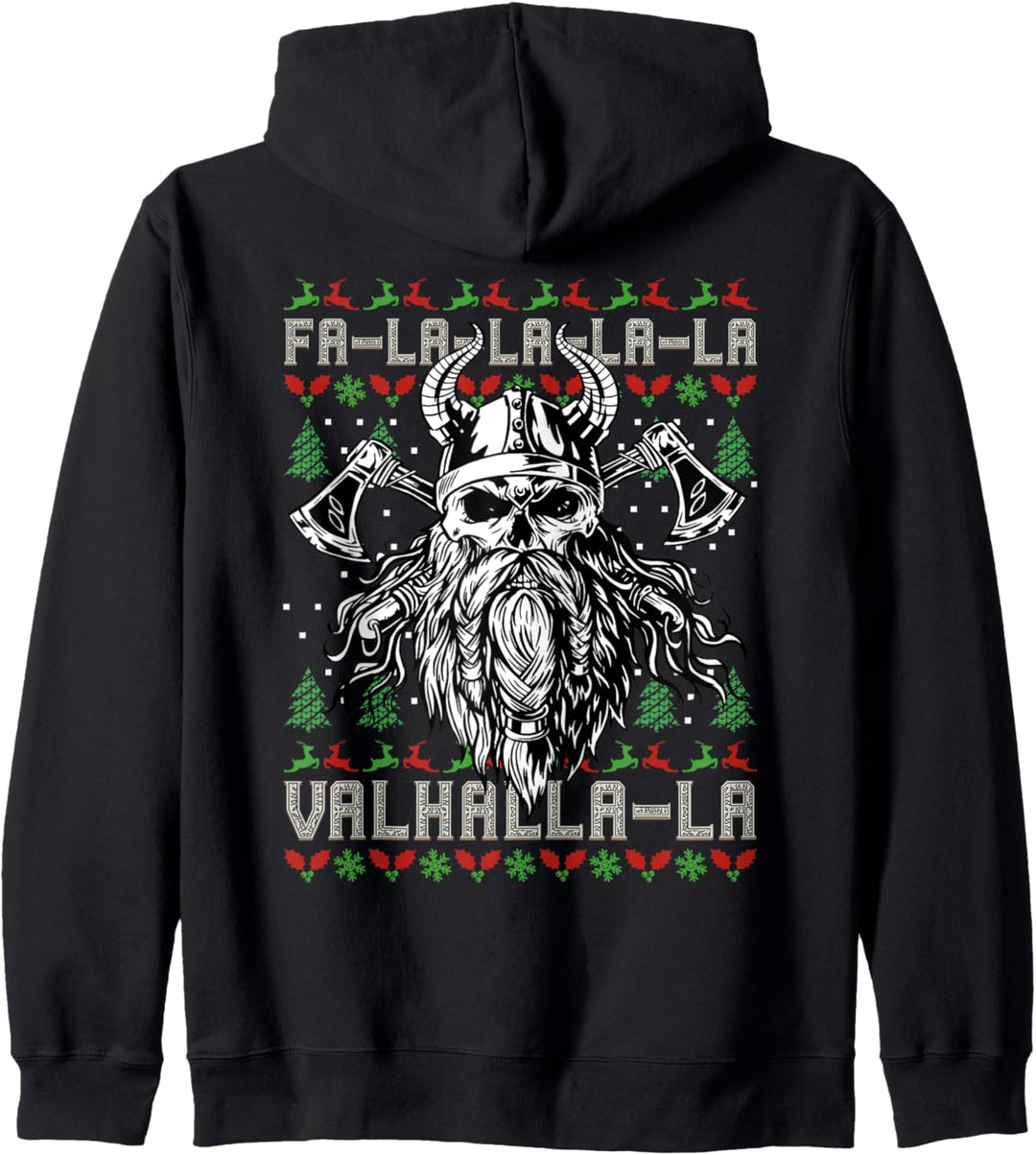 Viking Ugly Christmas – Valhalla Wikinger-Totenkopf (auf der Rückseite) Kapuzenjacke