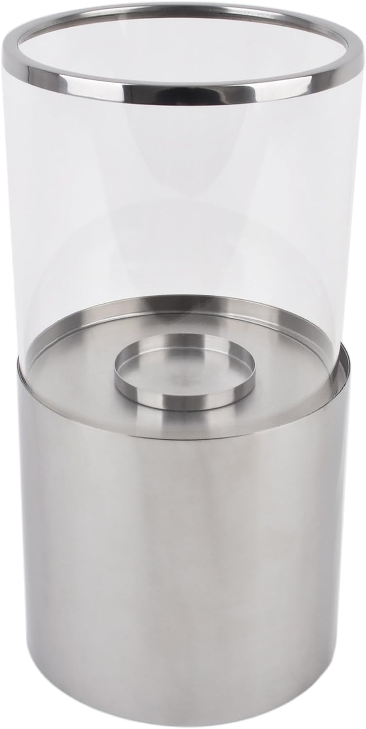 Windlicht Les Grandes Edelstahl 40x17x17cm Silber Design Luxus Dekoration