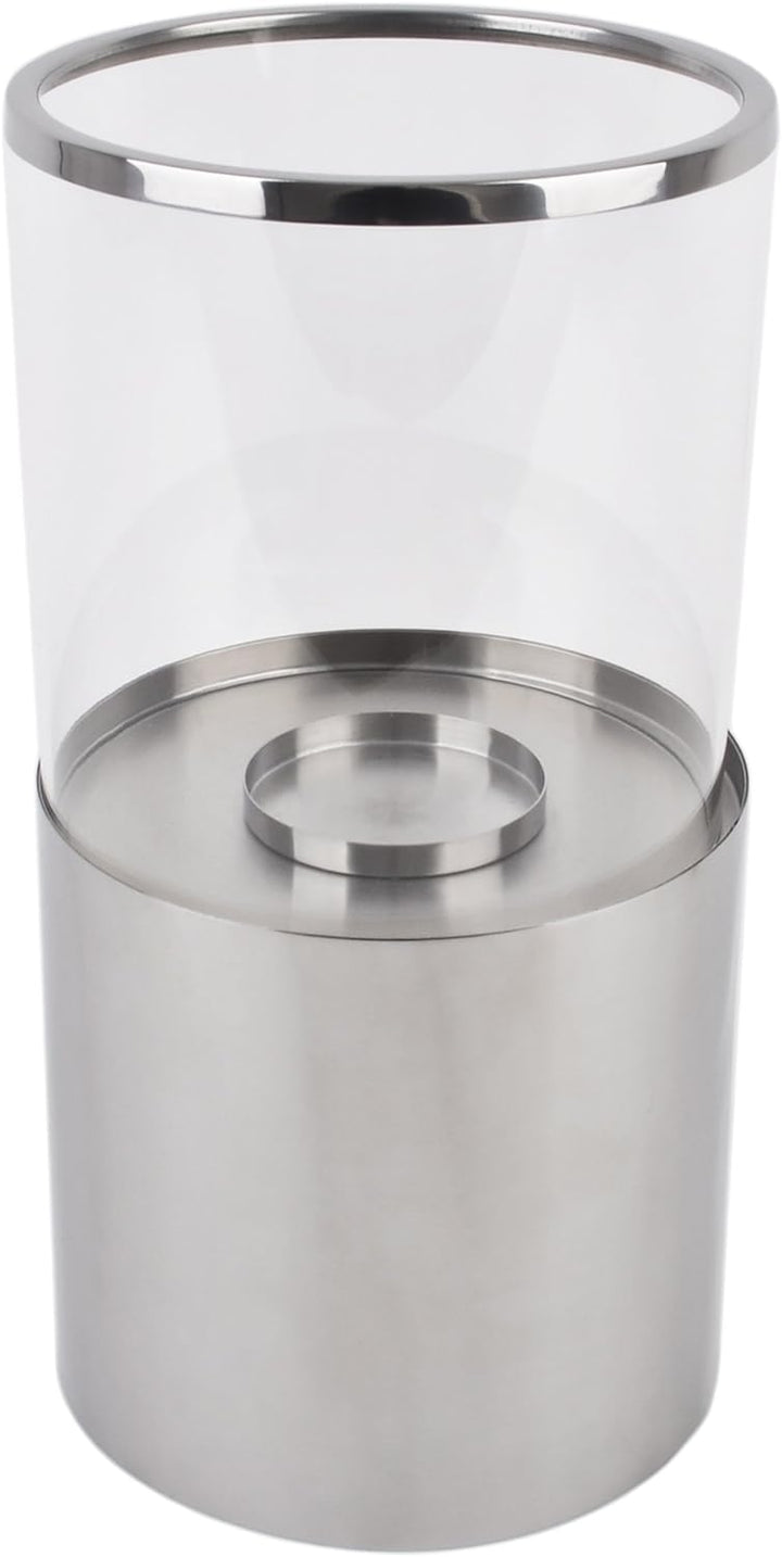 Windlicht Les Grandes Edelstahl 40x17x17cm Silber Design Luxus Dekoration