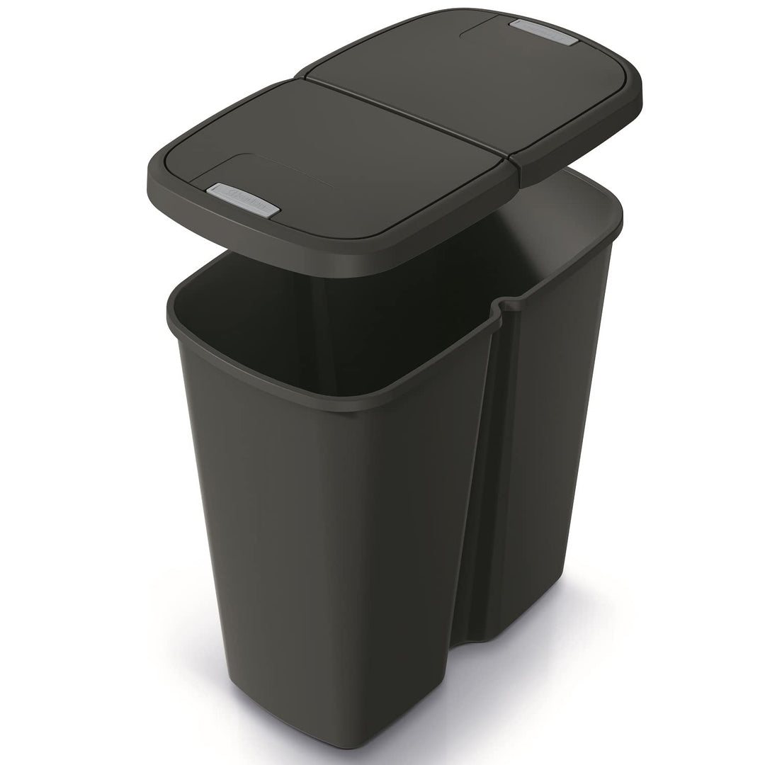 HRB DUO Bin Mülleimer 2 Fächer, idealer Mülleimer Küche mit 2x 25L Mülleimer Trennsystem praktischer