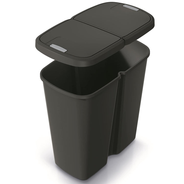 HRB DUO Bin Mülleimer 2 Fächer, idealer Mülleimer Küche mit 2x 25L Mülleimer Trennsystem praktischer
