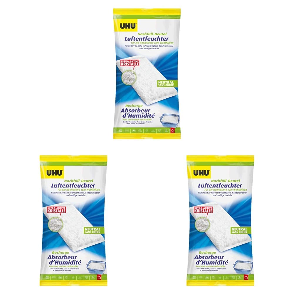 UHU Luftentfeuchter Nachfüll-Beutel 1000g (Packung mit 3) 1000g (Packung mit 3) Nachfüll-Beutel Sing