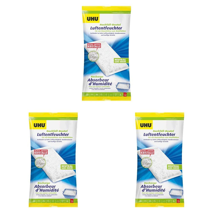 UHU Luftentfeuchter Nachfüll-Beutel 1000g (Packung mit 3) 1000g (Packung mit 3) Nachfüll-Beutel Sing