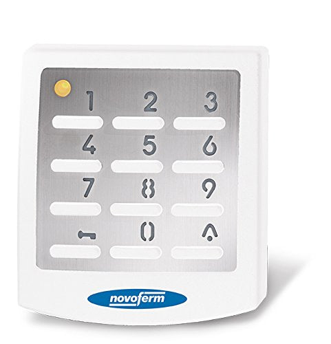 Novoferm Funktaster (UV-Beständig; Testfeld beleuchtet; Edelstahl; 433 Mhz; Weiss; Knopfbatterien en