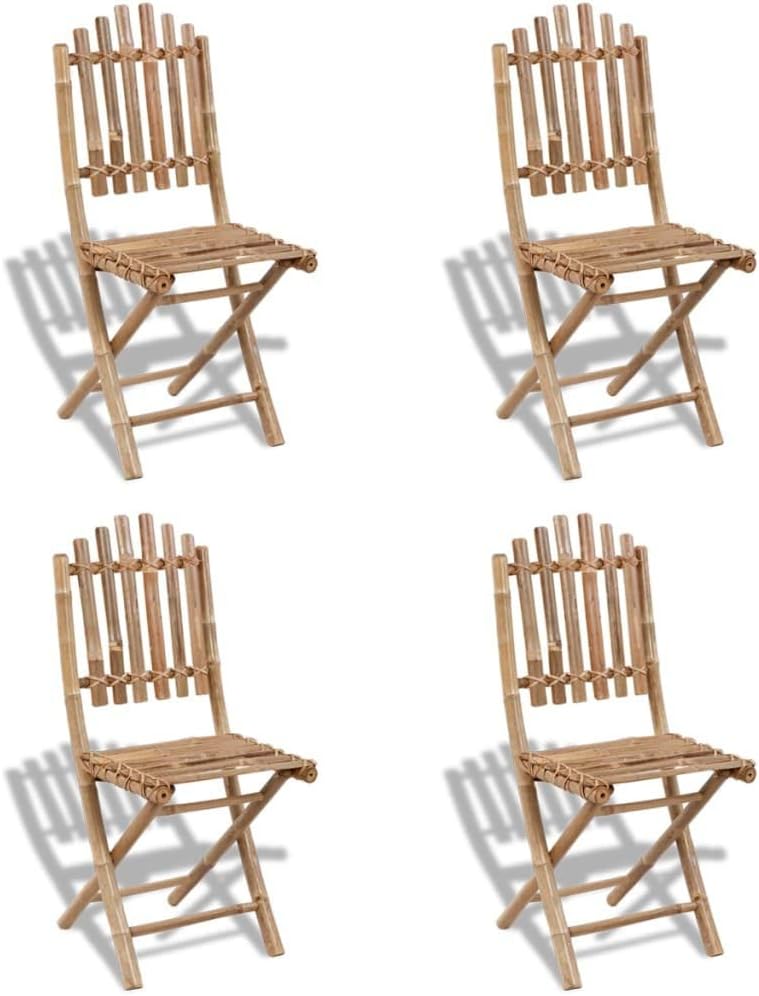 vidaXL 4X Bambus Klappstuhl Gartenstuhl Gartenmöbel Klappstühle Balkon Sühle, 4x