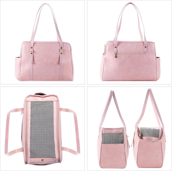 Hundetragetasche, modische Leder-Haustier-Tragetasche mit Taschen, von Fluggesellschaften zugelassen