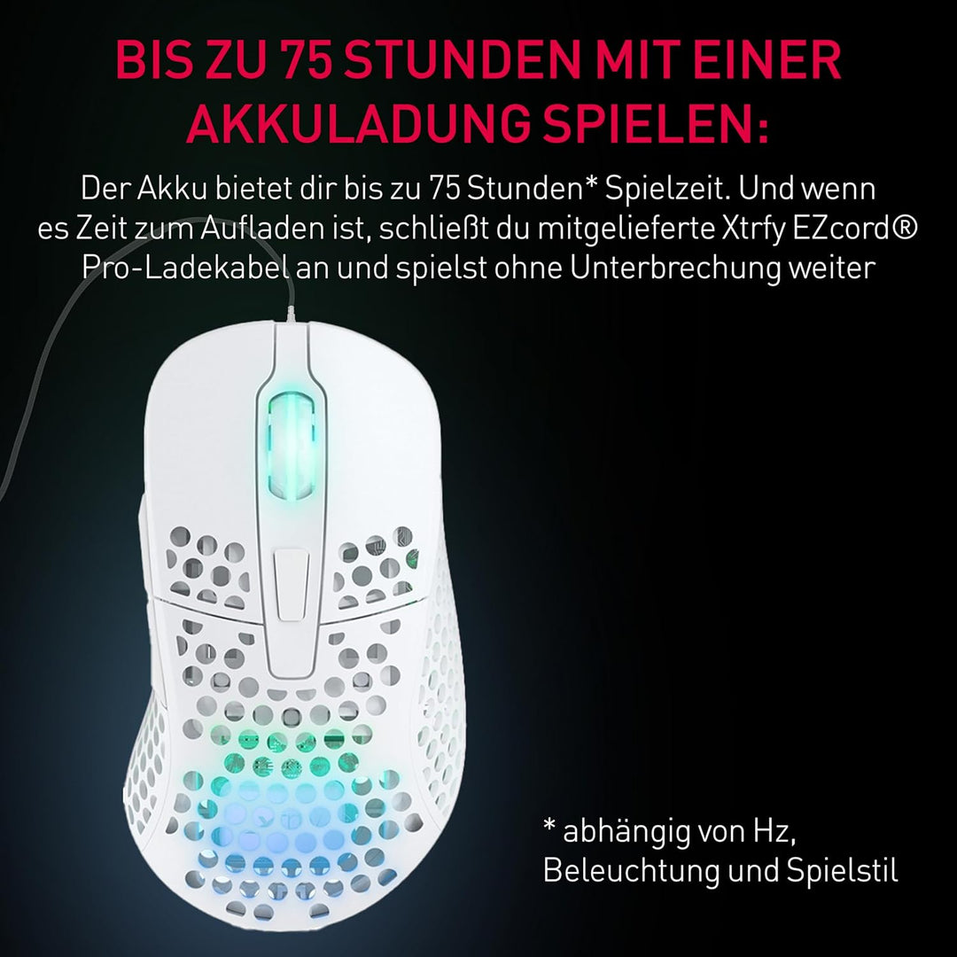 Xtrfy M4 Kabellose ultraleichte Gaming-Maus, RGB, verstellbare Form, 2,4 GHz, verzögerungsfrei, kabe