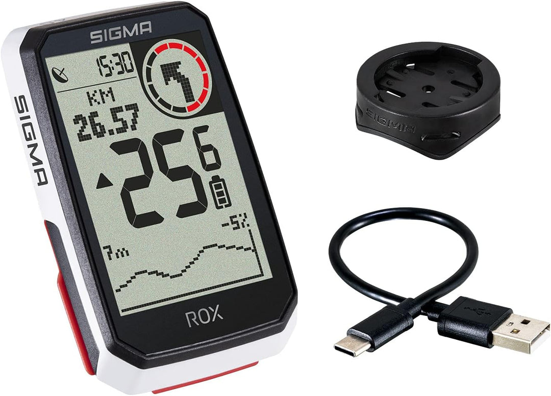 SIGMA Sport ROX 4.0 White| Fahrradcomputer kabellos GPS & Navigation inkl. GPS Halterung | Outdoor G
