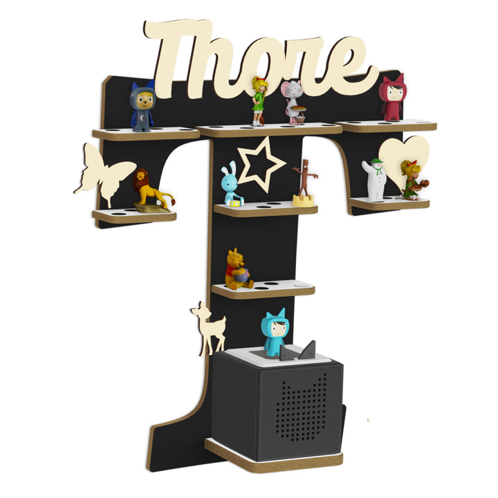 Tonie Regal für Toniebox, Toniebox Regal personalisiert mit Name und Holzsymbolen, Tonie Aufbewahrun