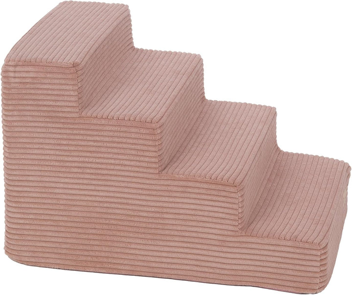 Hundetreppe mit 4 Stufen Katzentreppe Haustiertreppe Einstiegshilfe Schaumstoff (Farbe: rosa (Cord))