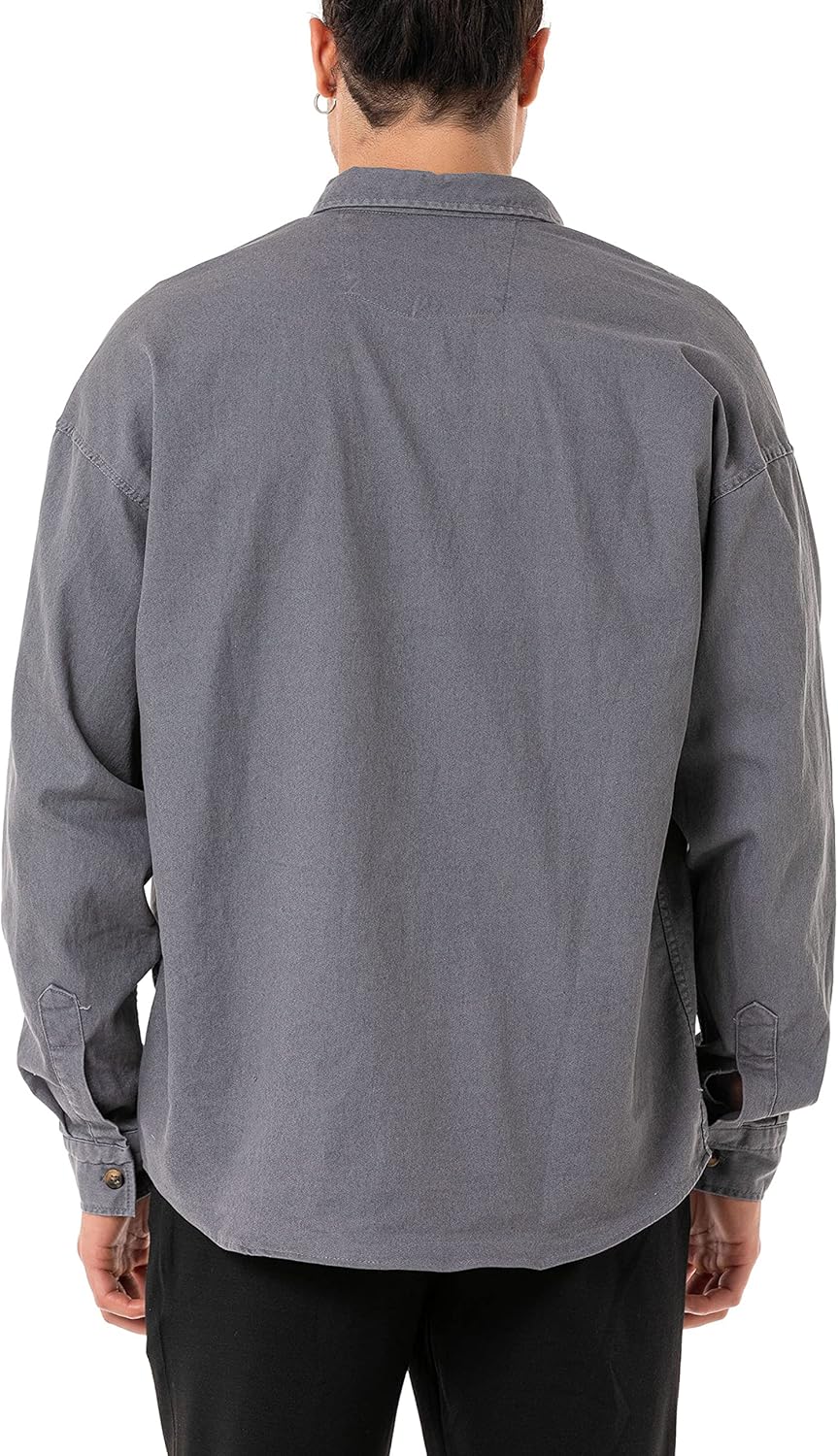 Red Bridge Herren Hemd Jeanshemd Premium Denim Oversized Wide Cut S Grau, S Grau