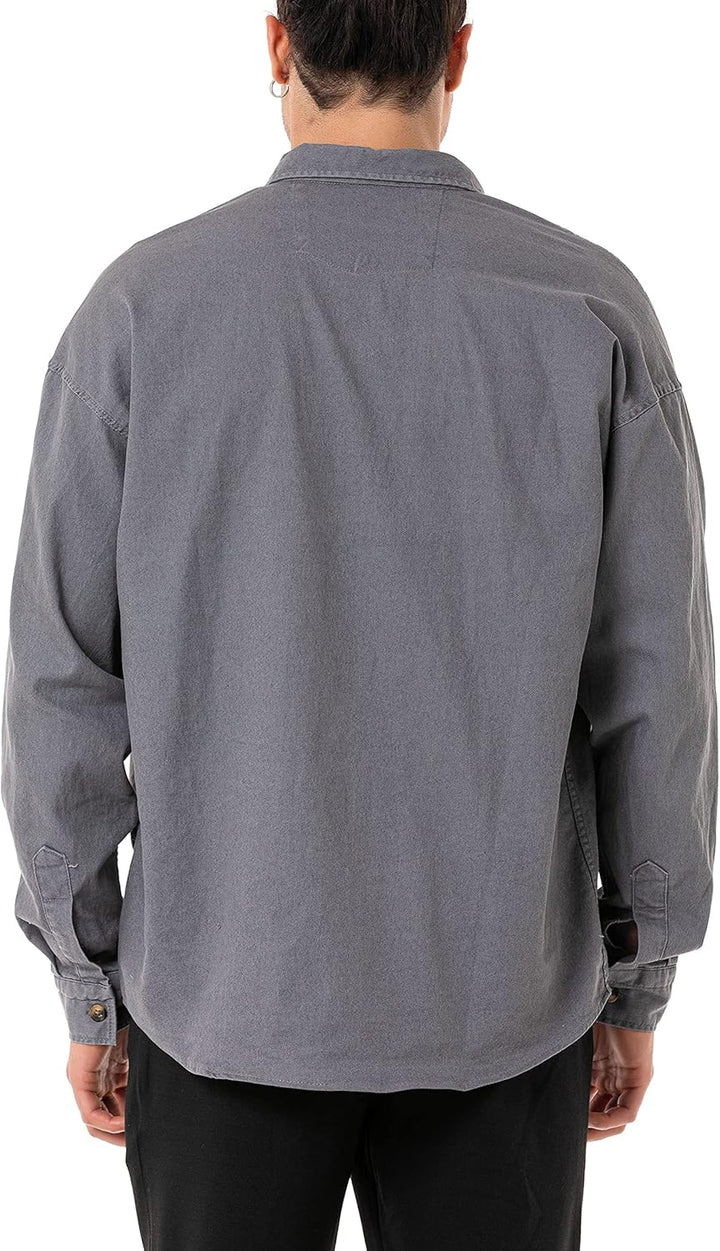 Red Bridge Herren Hemd Jeanshemd Premium Denim Oversized Wide Cut S Grau, S Grau