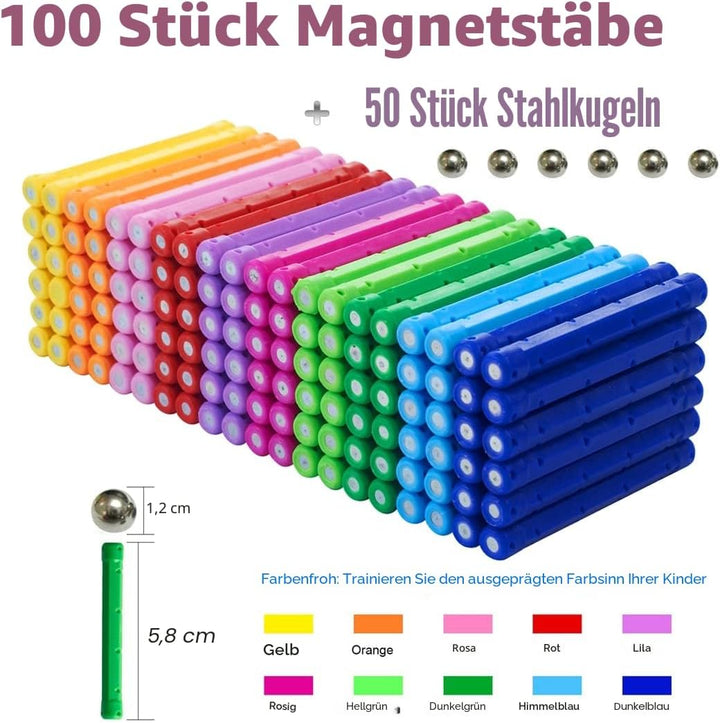 Beicarin Magnetische Bausteine, 150 Stück, Spielzeug, magnetische Lernspielzeuge, magnetische Blöcke