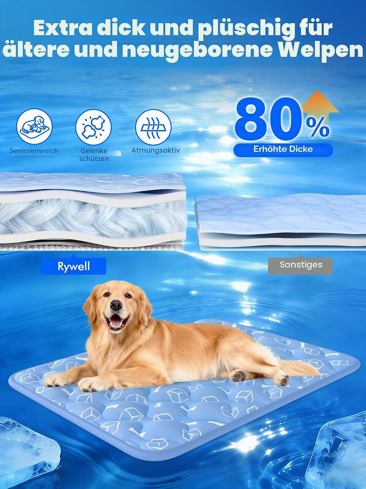 Rywell Kühlmatte für Hunde 90x70 cm, Plus Version, Selbstkühlend mit Arc-Chill-Gewebe, Verdickt, Far