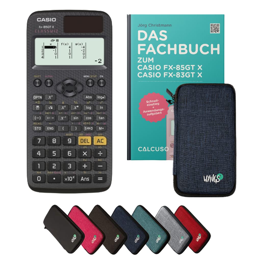 CALCUSO Standardpaket: Casio FX-85GT X Technisch-Wissenschaftlicher Taschenrechner + WYNGS Schutztas
