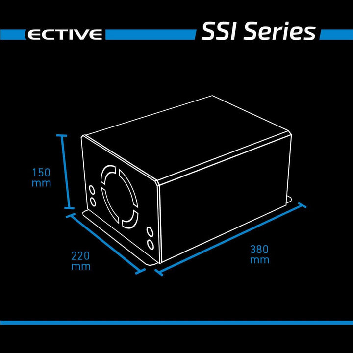 ECTIVE 24V zu 230V 1000W Reiner Sinus-Wechselrichter SSI 10 mit MPPT-Laderegler, Batterie-Ladegerät,