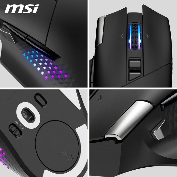 MSI Versa PRO Wireless + Mouse Dock PRO Gaming-Maus – Ladestation, 26000 DPI optischer Sensor, für R