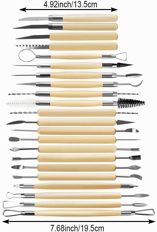 46 Stück Töpferwerkzeug-Set Ton-Modellierwerkzeuge Tonwaren-Set Schnitzwerkzeuge Handwerk Anfänger G