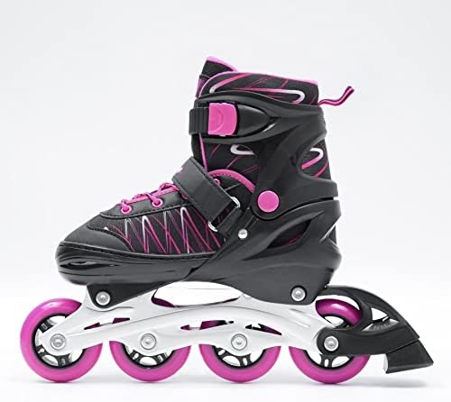 SMJ sport Kinder Mädchen 2IN1 Inlineskates Schlittschuhe Verstellbar Inliner ABEC7 LEA 26-29, 26-29