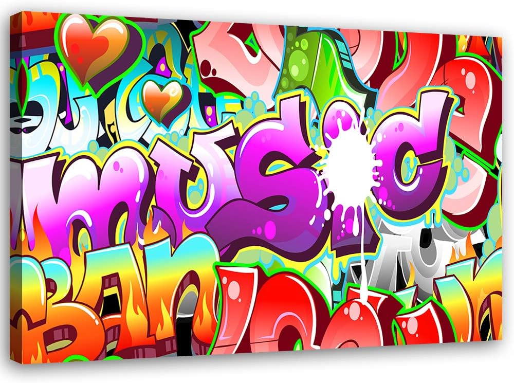 Feeby Bild auf Leinwand Graffiti Kunstdruck modern abstrakt Violett 80x60 cm M14500 80x60 cm, M14500