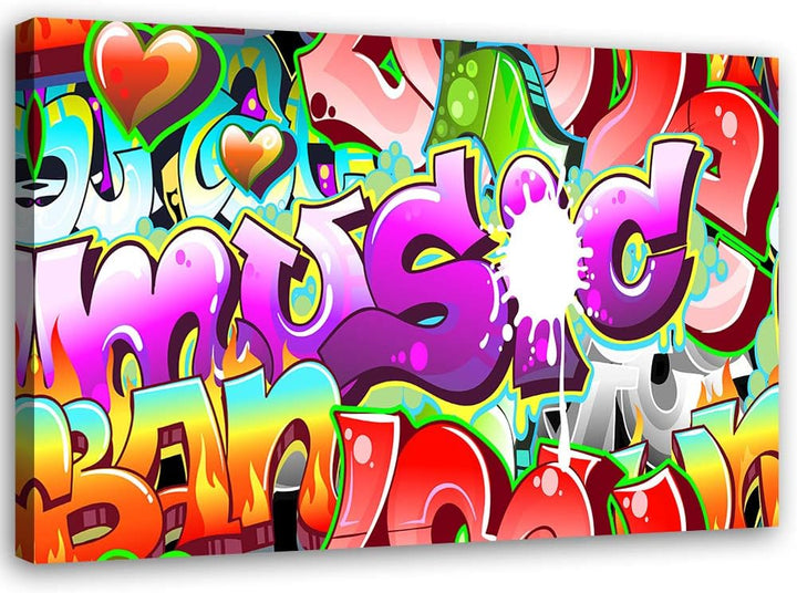 Feeby Bild auf Leinwand Graffiti Kunstdruck modern abstrakt Violett 80x60 cm M14500 80x60 cm, M14500