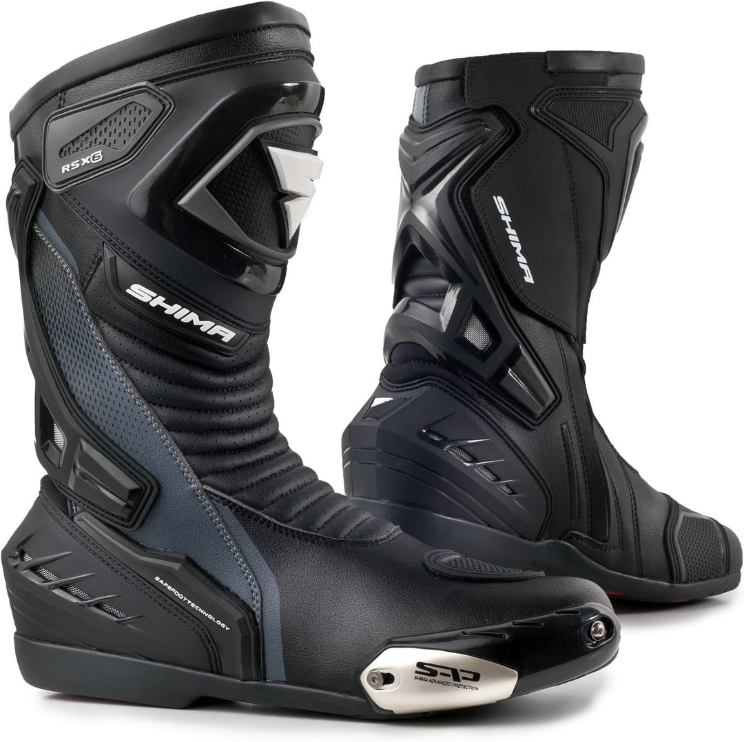 SHIMA RSX-6 Men, Motorradsteifel Herren | Verstärkte Leder Motorradschuhe mit Seitlichem Reissversch