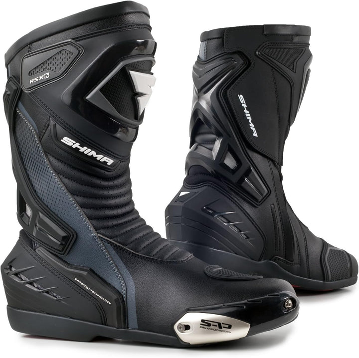 SHIMA RSX-6 Men, Motorradsteifel Herren | Verstärkte Leder Motorradschuhe mit Seitlichem Reissversch