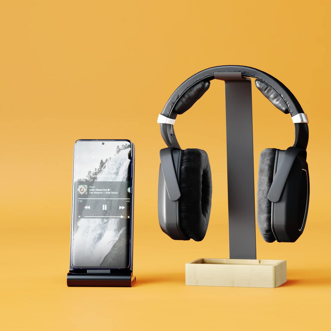 KD Essentials – Headset Ständer & Kopfhörer Halter, plastikfrei aus extrem stabilem Metall und Bambu
