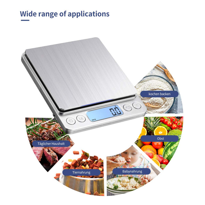 Digitale Küchenwaage USB Aufladen,3kg/0.1g Hochpräzise Digit alwaage Haushaltswaage, für backen Zuta