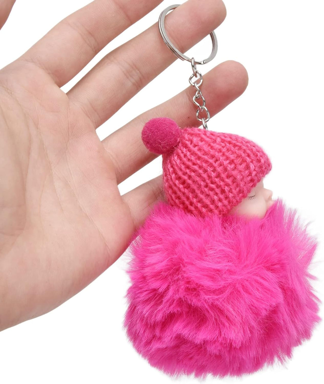 Zerodis Babypuppe Schlüsselanhänger, 11cm Schöne Mädchen Spielzeugpuppe Tragen Strickmütze Schlüssel