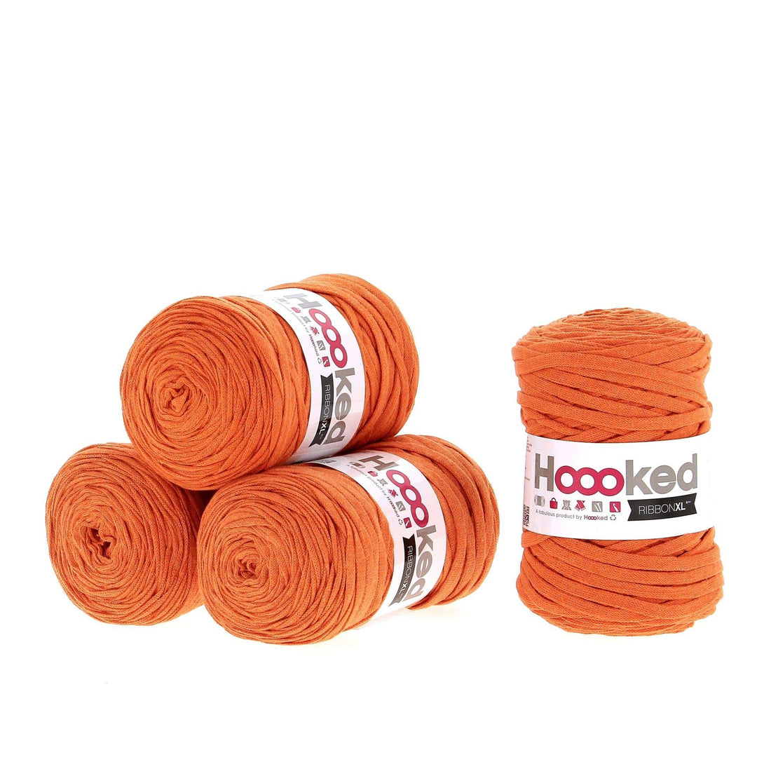 Hoooked Ribbon XL Bändchengarn Sparset aus 4 Rollen Wahl (Dutch Orange), Dutch Orange