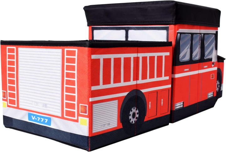 TE-Trend Faltbare Feuerwehr Auto Aufbewahrungsbox Ordnungsbox Spielbox Kinder Jungen Spielzeugtruhe