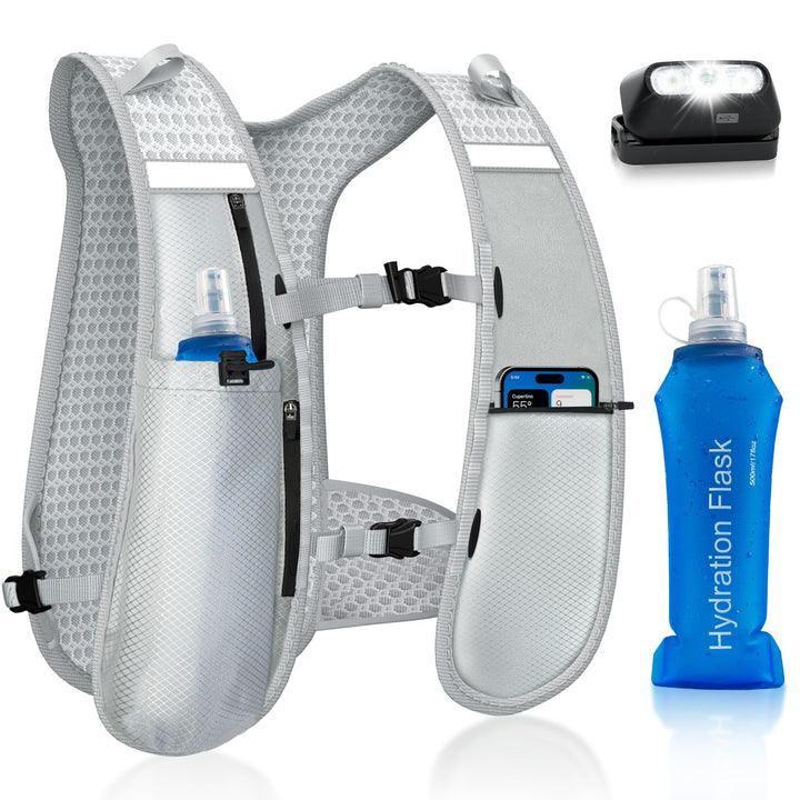Nextyu Laufweste Damen und Herren, Trinkweste mit Trinkflasche Soft 500ML & Handytasche, Trinkrucksa