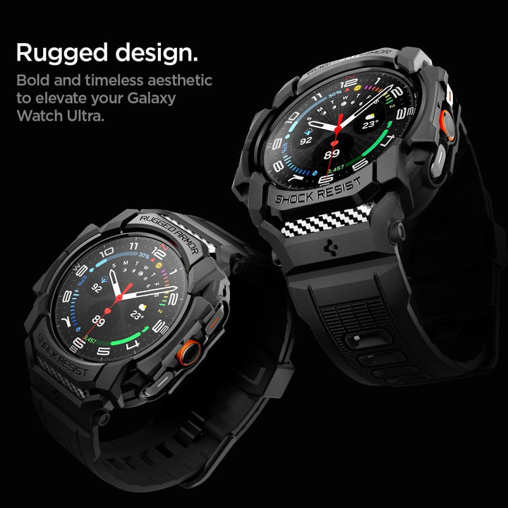 Spigen Rugged Armor Pro Hülle mit Band für Samsung Galaxy Watch Ultra 1 | TPU-Unibody-Hülle mit Armb